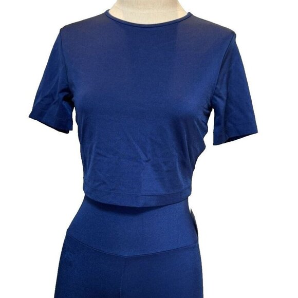 Wolford The Workout 2 Piece Top & Shorts Color: Sodalite Blue Size Medium - Picture 1 of 4